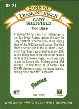 1993 Donruss - Diamond Kings #DK-21 Gary Sheffield Back