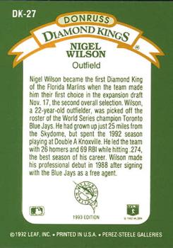 1993 Donruss - Diamond Kings #DK-27 Nigel Wilson Back
