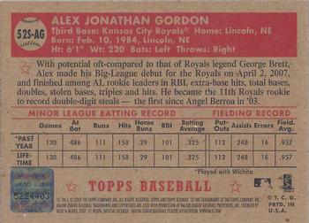 2007 Topps Rookie 1952 Edition - Signatures #52S-AG Alex Gordon Back