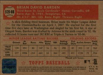 2007 Topps Rookie 1952 Edition - Signatures #52S-BB Brian Barden Back