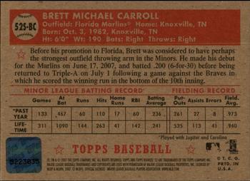 2007 Topps Rookie 1952 Edition - Signatures #52S-BC Brett Carroll Back