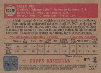 2007 Topps Rookie 1952 Edition - Signatures #52S-FP Felix Pie Back