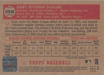 2007 Topps Rookie 1952 Edition - Signatures #52S-KS Kurt Suzuki Back