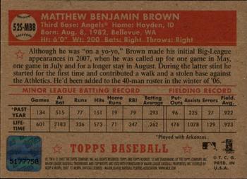 2007 Topps Rookie 1952 Edition - Signatures #52S-MBB Matt Brown Back