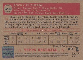 2007 Topps Rookie 1952 Edition - Signatures #52S-RC Rocky Cherry Back