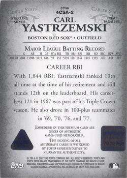 2007 Topps Sterling - Career Stats Relics Autographs Quad Sterling Silver #4CSA-2 Carl Yastrzemski Back
