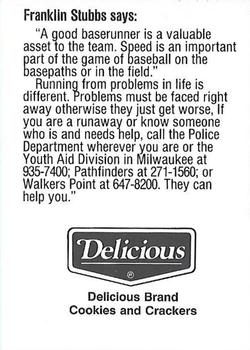 1991 Milwaukee Brewers Police - Oshkosh PD and Oshkosh Noon Kiwanis #NNO Franklin Stubbs Back
