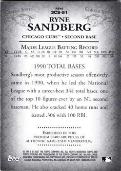2007 Topps Sterling - Career Stats Relics Triple #CS51 Ryne Sandberg Back