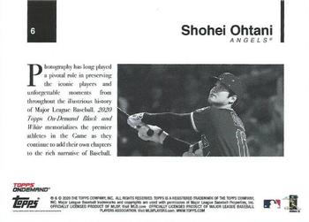 2020 Topps On-Demand Set 4: MLB Black & White #6 Shohei Ohtani Back