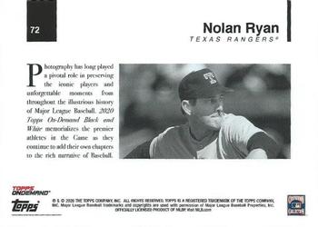 2020 Topps On-Demand Set 4: MLB Black & White #72 Nolan Ryan Back
