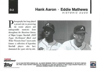 2020 Topps On-Demand Set 4: MLB Black & White - Historical Duos #D-2 Hank Aaron / Eddie Mathews Back