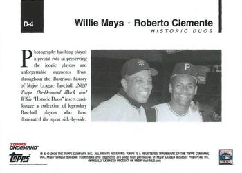 2020 Topps On-Demand Set 4: MLB Black & White - Historical Duos #D-4 Roberto Clemente / Willie Mays Back