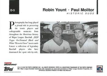 2020 Topps On-Demand Set 4: MLB Black & White - Historical Duos #D-5 Robin Yount / Paul Molitor Back