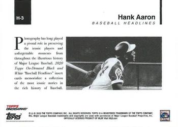 2020 Topps On-Demand Set 4: MLB Black & White - Baseball Headlines #H-3 Hank Aaron Back