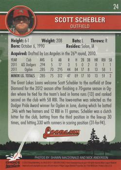 2012 Choice Great Lakes Loons #24 Scott Schebler Back