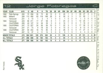 1997 Nellie Fox Tribute Year #NNO Jorge Fabregas Back