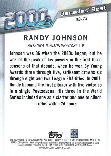 2020 Topps Decades' Best (Series One) 5x7 #DB-72 Randy Johnson Back