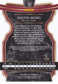 2020 Panini Select #33 Kolten Wong Back