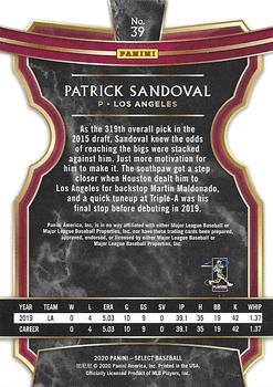 2020 Panini Select #39 Patrick Sandoval Back