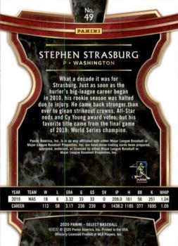 2020 Panini Select #49 Stephen Strasburg Back