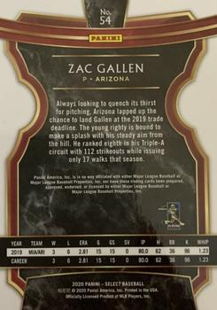 2020 Panini Select #54 Zac Gallen Back