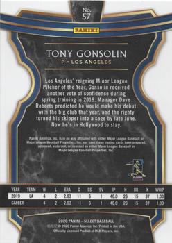 2020 Panini Select #57 Tony Gonsolin Back