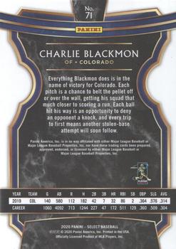 2020 Panini Select #71 Charlie Blackmon Back