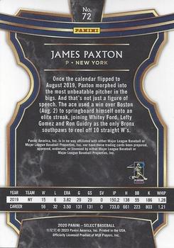 2020 Panini Select #72 James Paxton Back