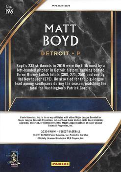 2020 Panini Select #196 Matt Boyd Back