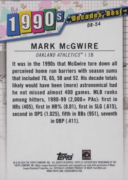 2020 Topps - Decades' Best Green (Series One) #DB-54 Mark McGwire Back