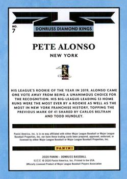 2020 Donruss - Yellow #7 Pete Alonso Back
