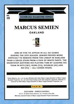 2020 Donruss - Yellow #10 Marcus Semien Back