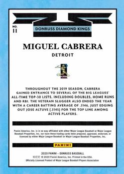 2020 Donruss - Yellow #11 Miguel Cabrera Back