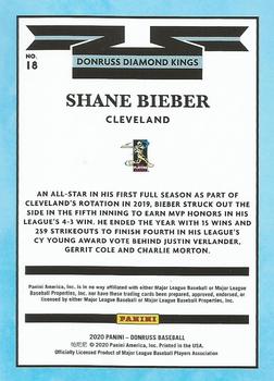 2020 Donruss - Yellow #18 Shane Bieber Back