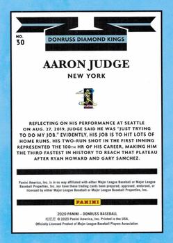 2020 Donruss - Yellow #30 Aaron Judge Back