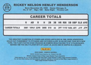 2020 Donruss - Independence Day #219 Rickey Henderson Back