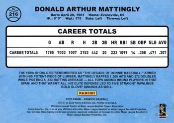 2020 Donruss - Press Proof #216 Don Mattingly Back