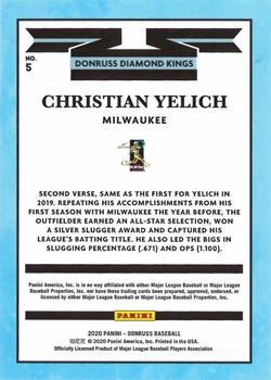 2020 Donruss - Holo Blue #5 Christian Yelich Back