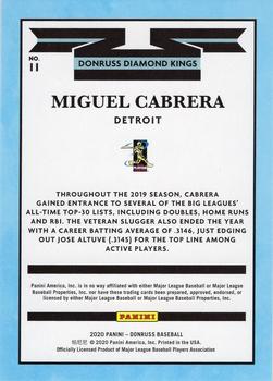2020 Donruss - Holo Blue #11 Miguel Cabrera Back