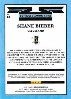 2020 Donruss - Holo Orange #18 Shane Bieber Back