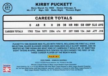 2020 Donruss - Holo Orange #217 Kirby Puckett Back