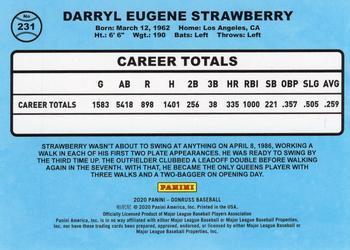 2020 Donruss - Holo Orange #231 Darryl Strawberry Back