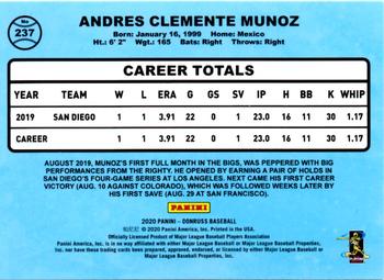 2020 Donruss - Holo Red #237 Andres Munoz Back