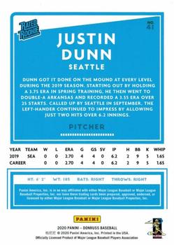 2020 Donruss - Milestone Stat Line #41 Justin Dunn Back