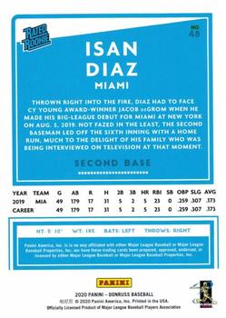 2020 Donruss - Milestone Stat Line #48 Isan Diaz Back