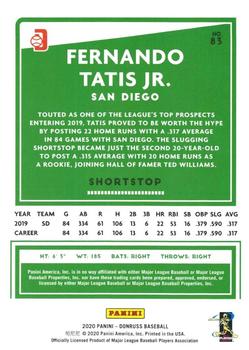 2020 Donruss - Milestone Stat Line #83 Fernando Tatis Jr. Back