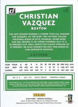 2020 Donruss - Milestone Stat Line #199 Christian Vazquez Back