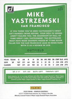 2020 Donruss - Milestone Stat Line #209 Mike Yastrzemski Back