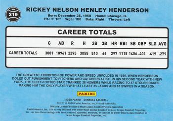 2020 Donruss - Milestone Stat Line #219 Rickey Henderson Back