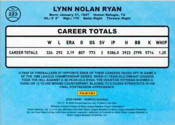 2020 Donruss - Milestone Stat Line #223 Nolan Ryan Back